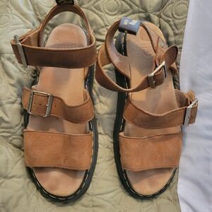 Nubuck Tan Dr. Martens Women's Sandals. Size 10